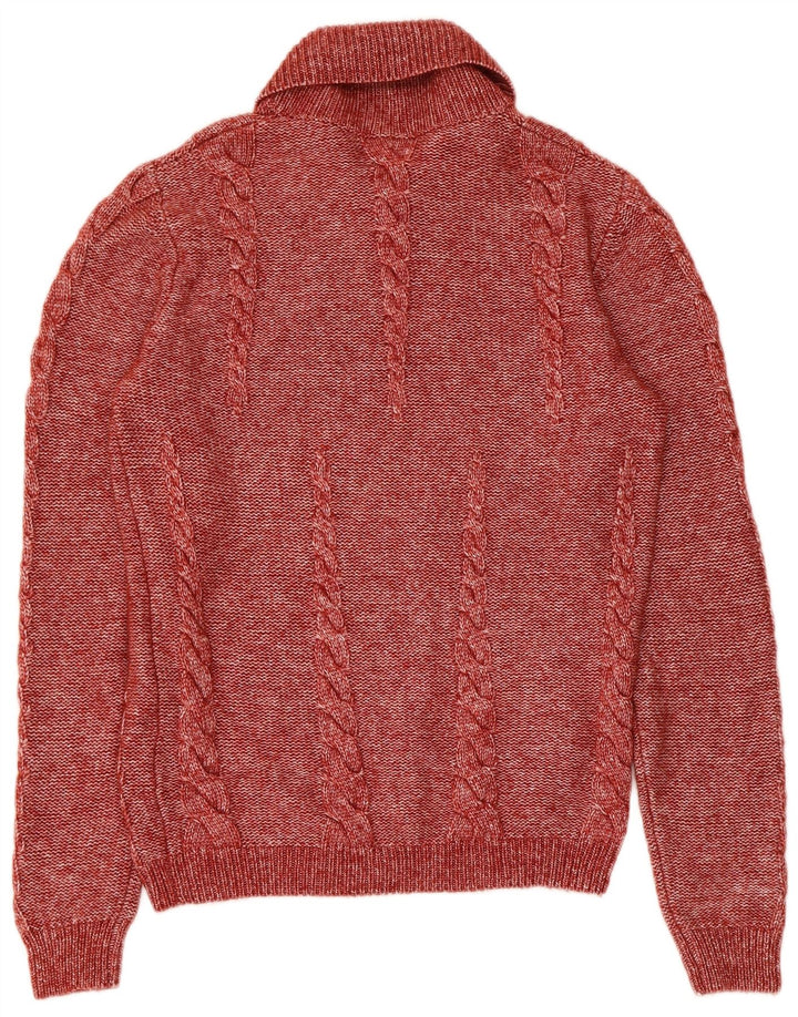 Hugo Boss Herre Shawl Neck Jumper Sweater Lille Rød Flecked Modal