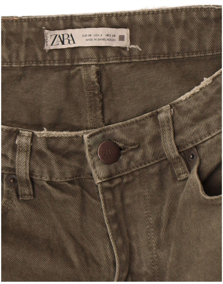 Zara Dame Jeans med brede ben EU 38 Small W28 L26 Khaki