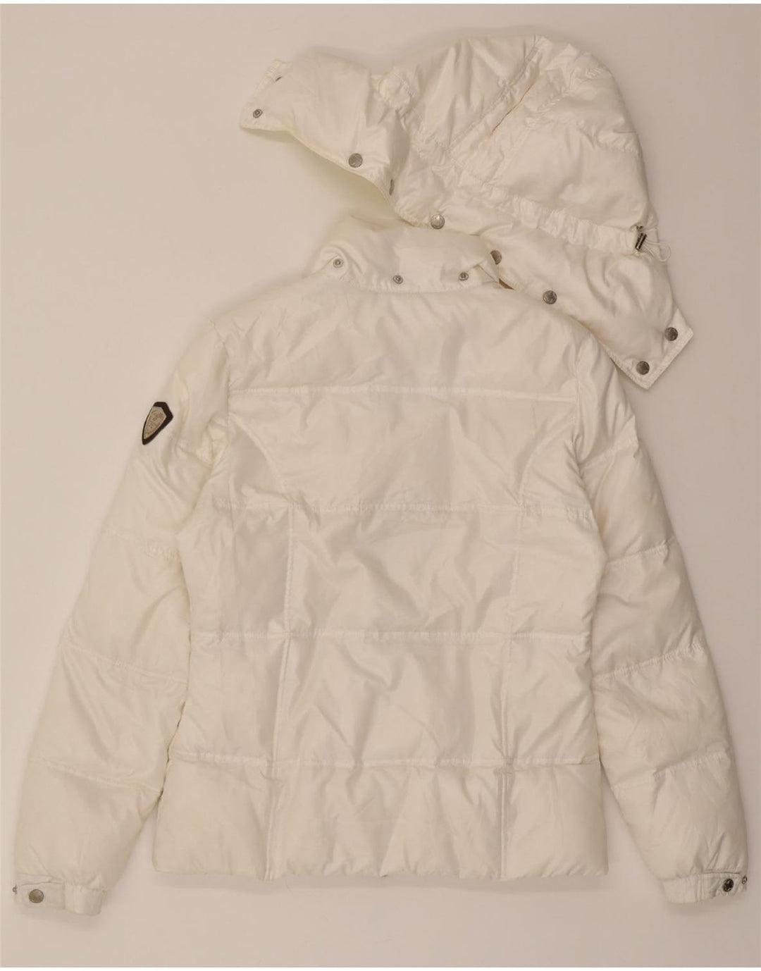 LOTTO Womens Hooded Padded Jacket UK 14 Medium White Polyamide Vintage Lotto and Second-Hand Lotto from Messina Hembry 