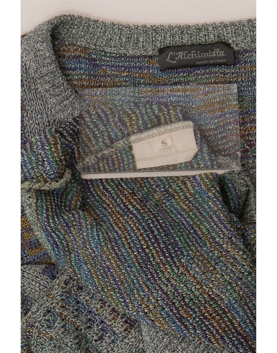 Vintage herre rund hals sweater lille grå geometrisk