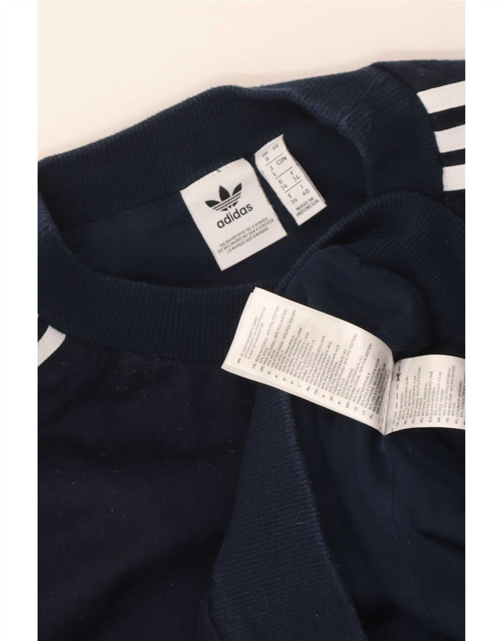 Adidas Herre Crop Sweatshirt Jumper UK 8 Small Navy Blue Polyester