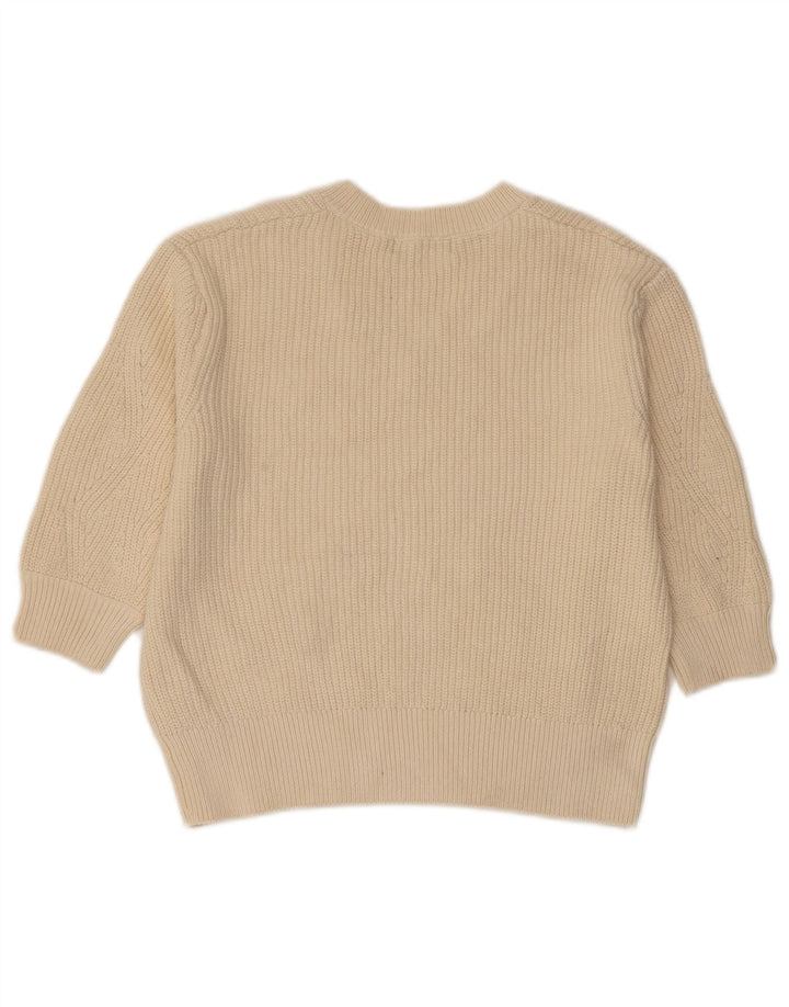 MARKS & SPENCER Dame Crop V-hals sweater UK 10 Small Beige