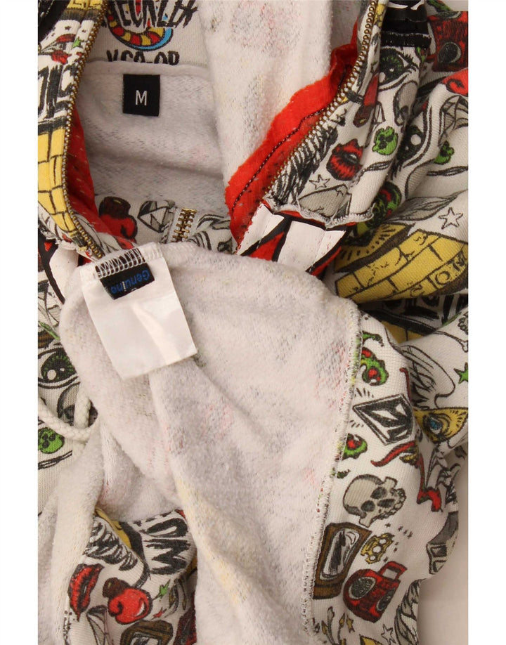 Volcom Mens Graphic Zip Hoodie Sweater Medium White