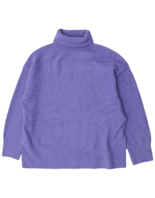 Zara Dame Oversized Roll Neck Jumper Sweater UK 14 Medium Lilla Akryl