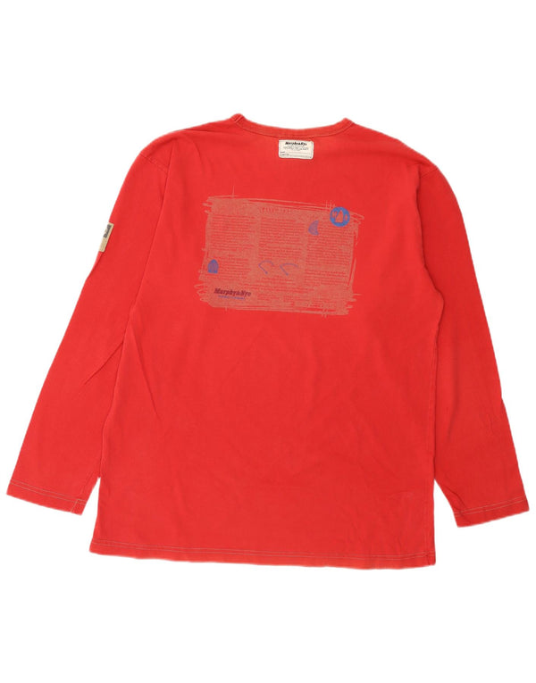 Murphy & Nye Herre Grafisk Top Langærmet Medium Rød Bomuld