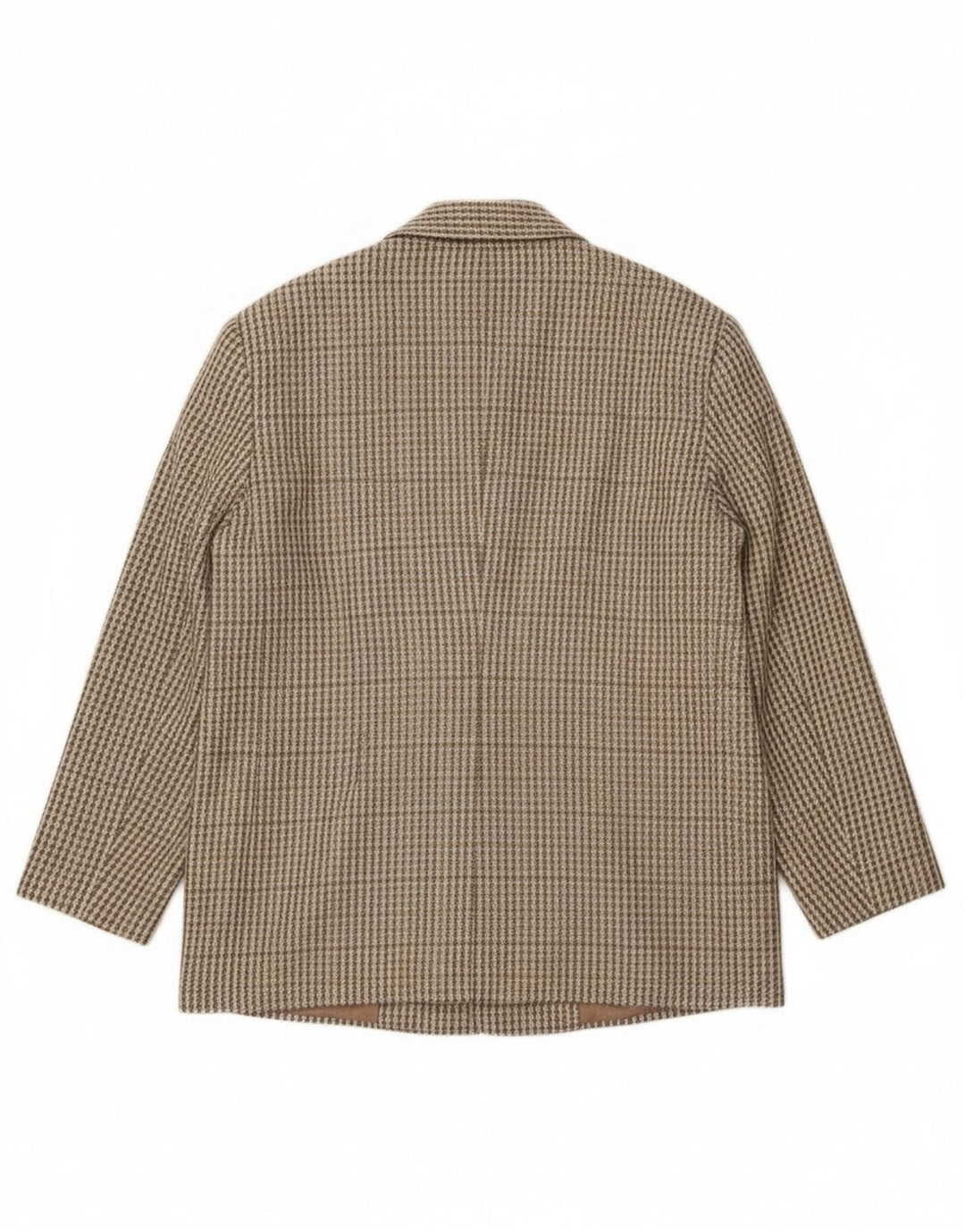 Vintage Dame 2-knaps blazerjakke IT 46 Stor Khaki Gingham Wool