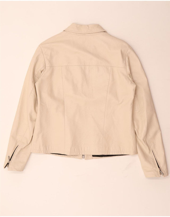 Vintage læderjakke til kvinder UK 14 Medium Beige Læder