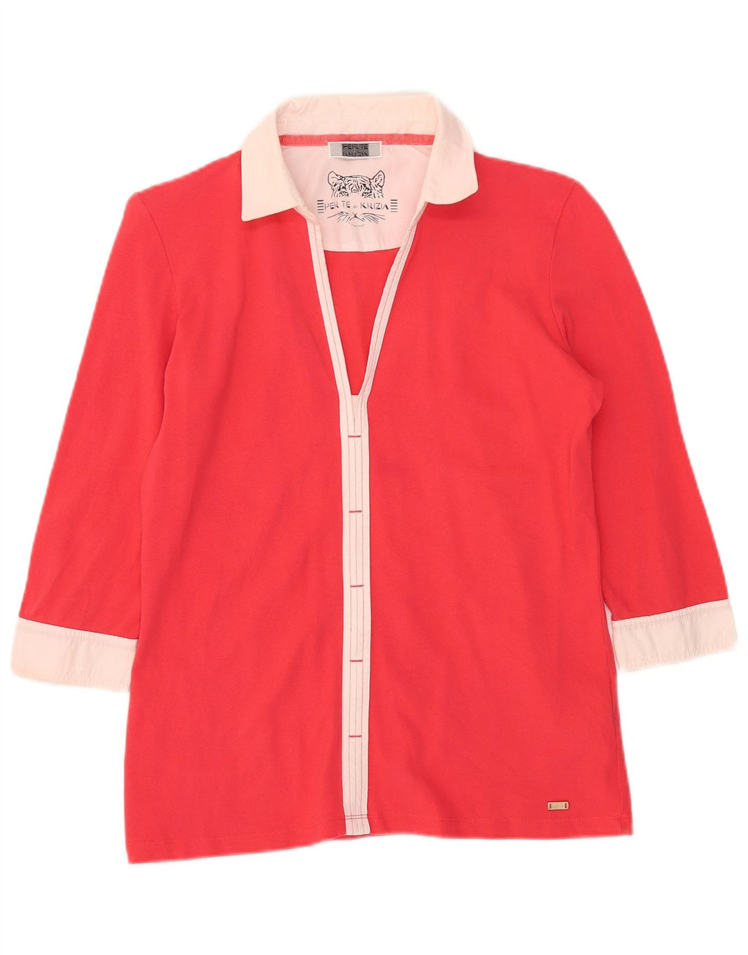 Perte by Krizia Dame 3/4-ærmet bluse Top UK 12 Medium Red Colourblock