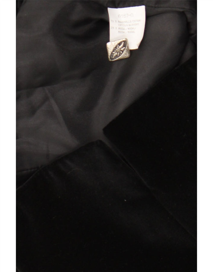 Vintage Dame Velvet 6 Button Blazer Jacket UK 14 Medium Black Bomuld