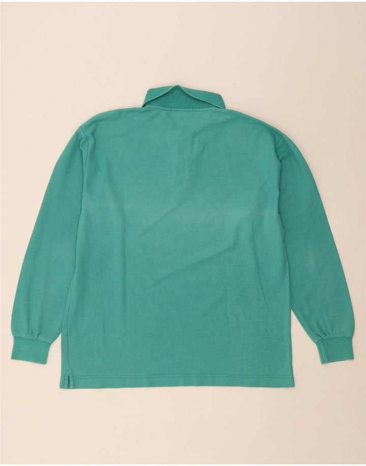 FILA Mens Long Sleeve Polo Shirt IT 50 Medium Turquoise Cotton Vintage Fila and Second-Hand Fila from Messina Hembry 