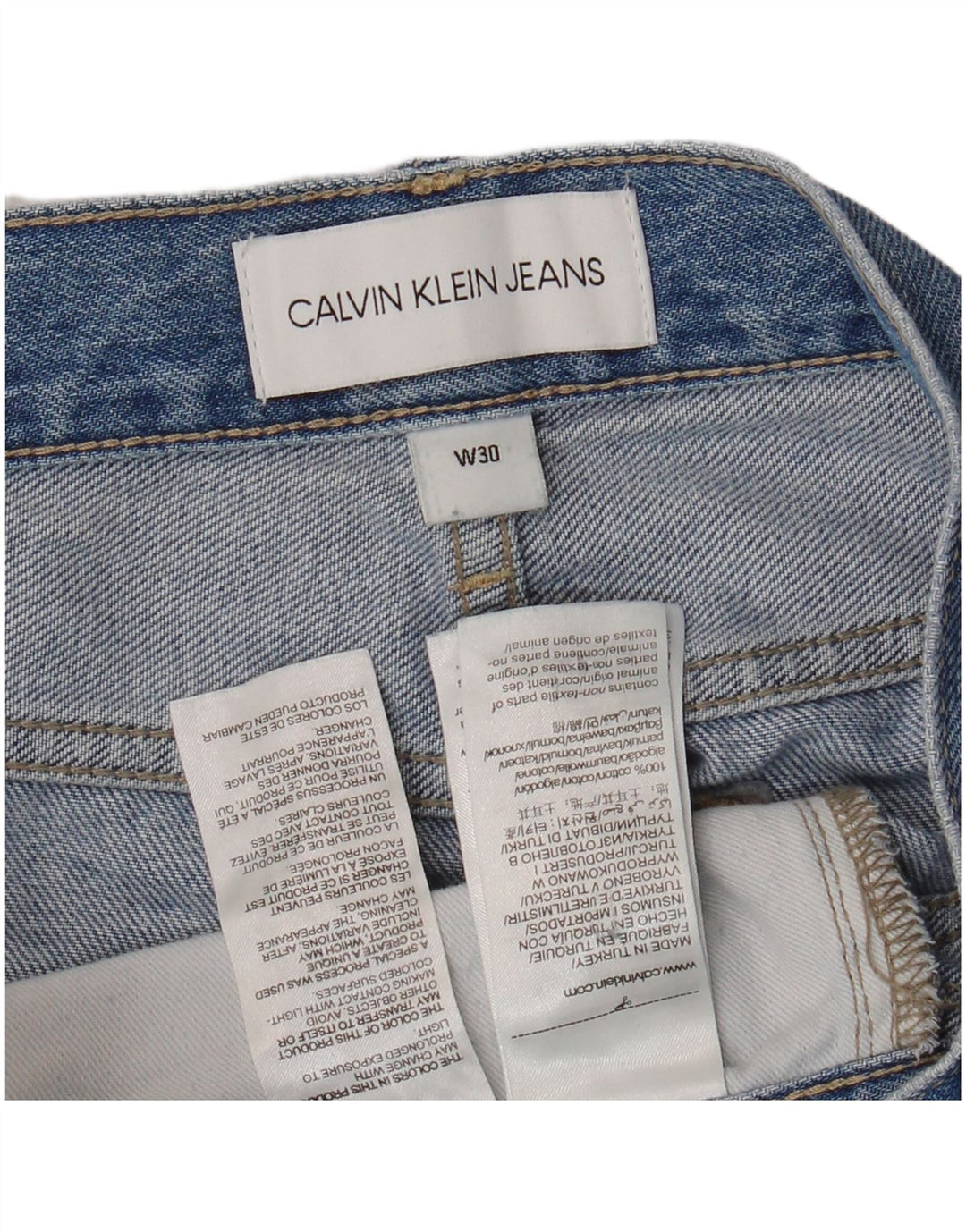 CALVIN KLEIN Herre Højtaljede lige jeans W30 L28 Blå Bomuld