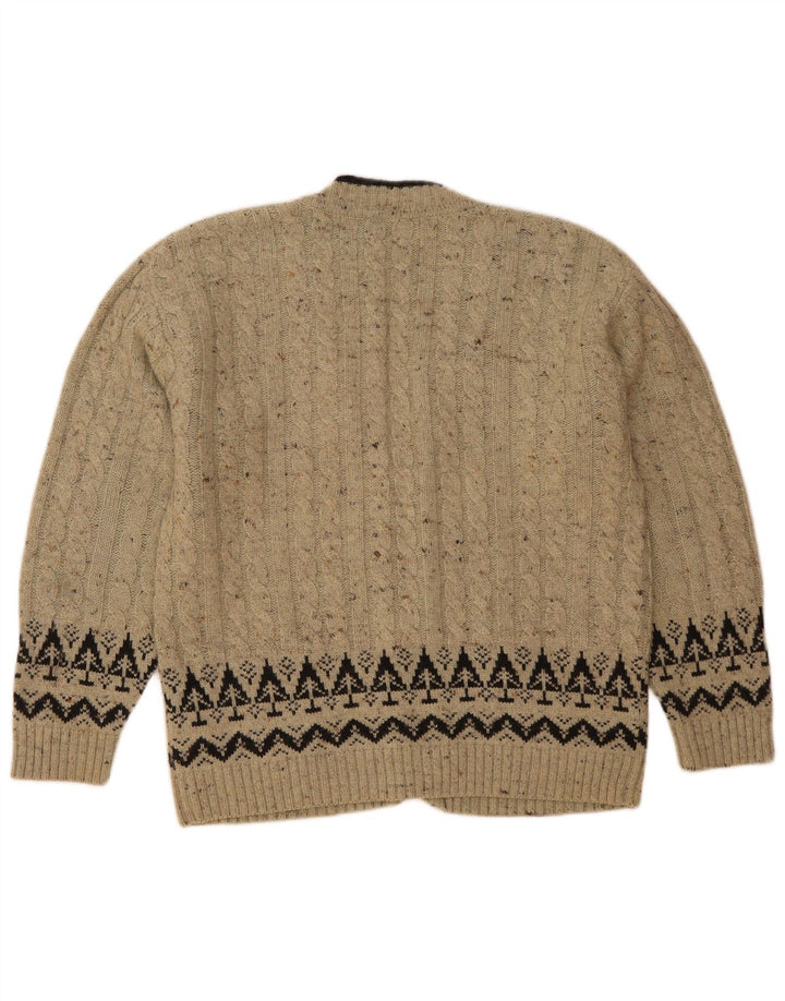 Vintage herre cardigan sweater IT 50 Medium Grey Fair Isle Wool