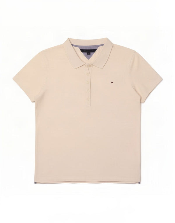Tommy Hilfiger Womens Polo Shirt UK 18 XL Off White Cotton