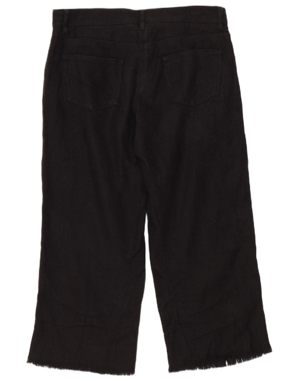 Max Mara Womens Cropped Trousers UK 10 Small W27 L24 Navy Blue Linen