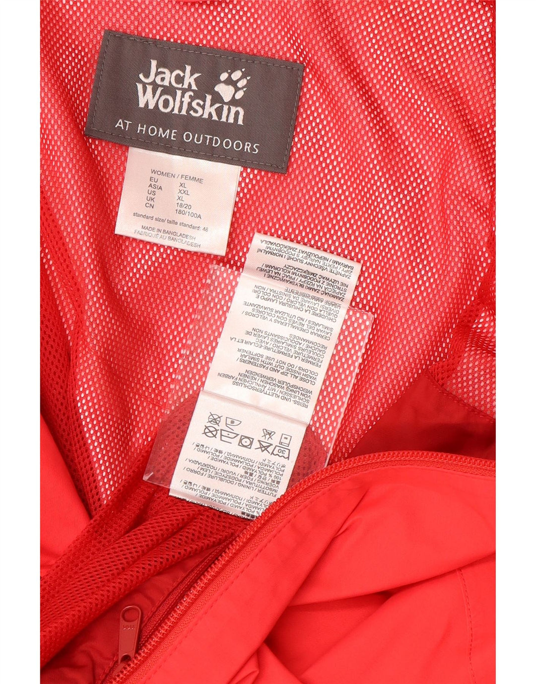 JACK WOLFSKIN Regnjakke med hætte til kvinder UK 18/20 XL rød polyamid