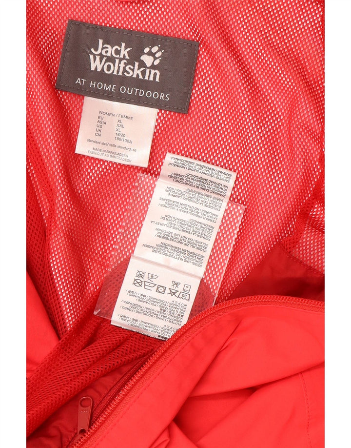 JACK WOLFSKIN Regnjakke med hætte til kvinder UK 18/20 XL rød polyamid