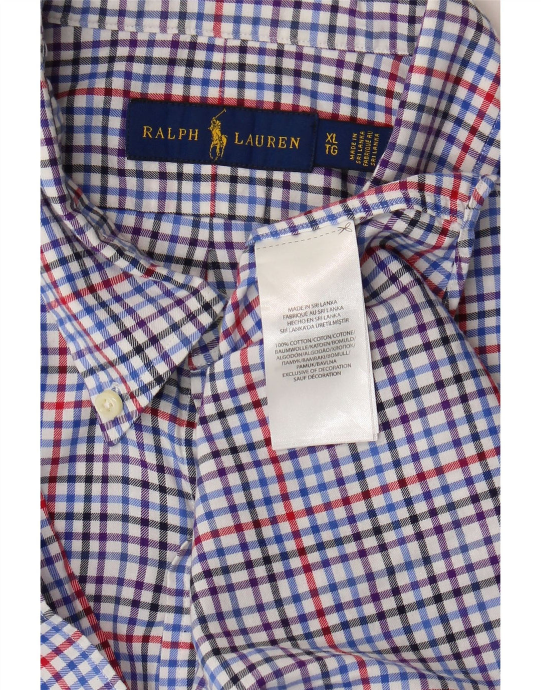 Ralph Lauren Herre Flanellskjorte XL Flerfarvet Gingham Bomuld