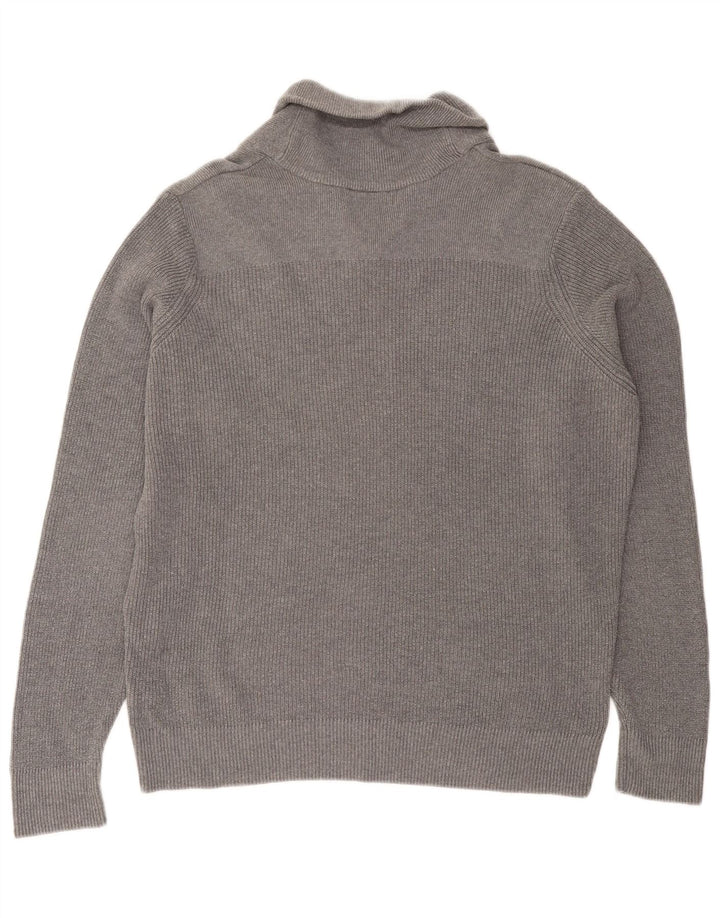 Marks & Spencer Herre Shawl Neck Jumper Sweater Stor Grå Bomuld