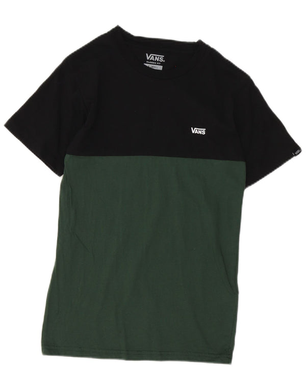Vans Herre Classic Fit T-Shirt Top XS Sort Colourblock Bomuld