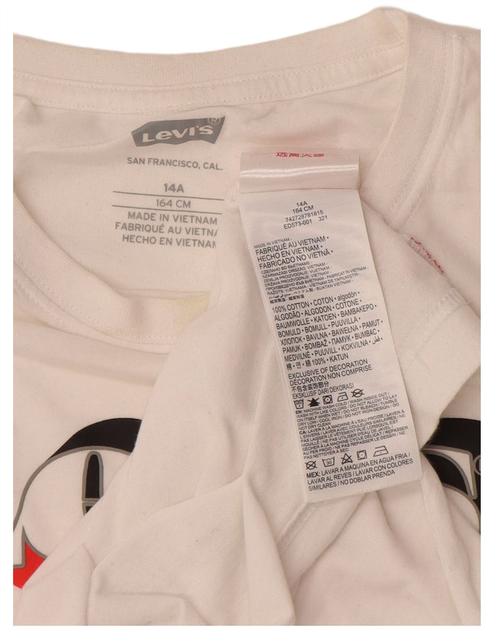 LEVI'S Drenge Grafisk T-Shirt Top 13-14 År Hvid Bomuld