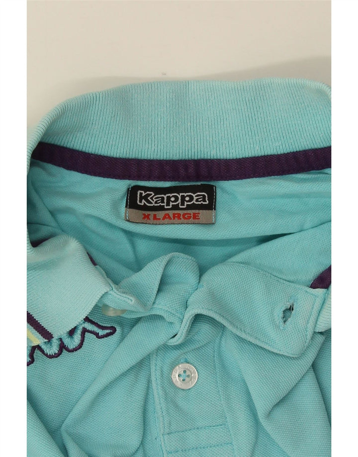 KAPPA Poloshirt til mænd XL turkis stribet