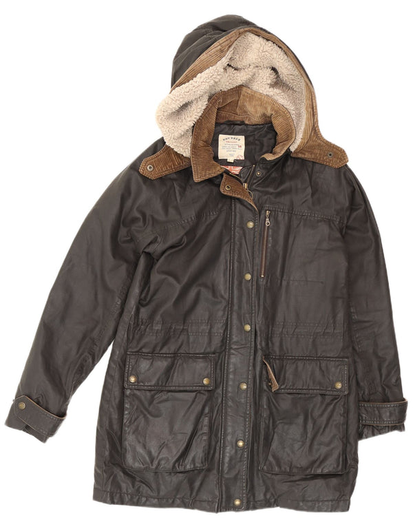 Fat Face Dame Hætte Oversized Parka Jacket UK 10 Small Brown Bomuld