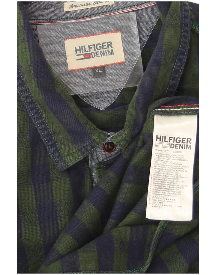 Tommy Hilfiger Herreskjorte XL Grøn Gingham Bomuld