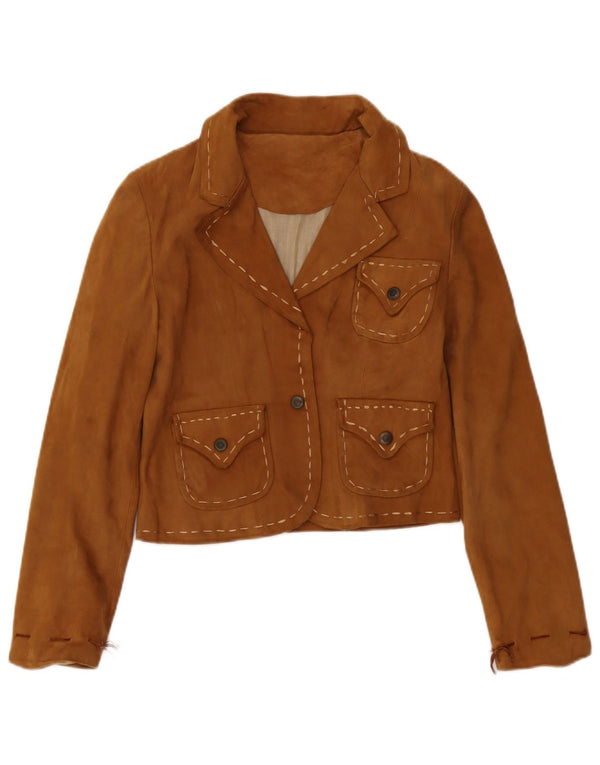 Lavorazione Artigiana Dame Ruskind Crop Blazer Jacket UK 10 Small Brown
