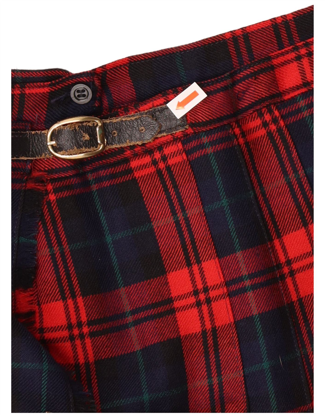 Vintage damekniv plisseret nederdel IT 42 Medium W28 Rødternet Virgin Wool