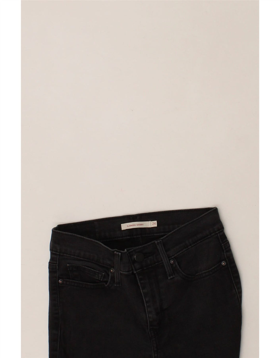LEVI'S Womens Slimming Skinny Jeans W26 L29 Black Cotton Vintage Levi's and Second-Hand Levi's from Messina Hembry 