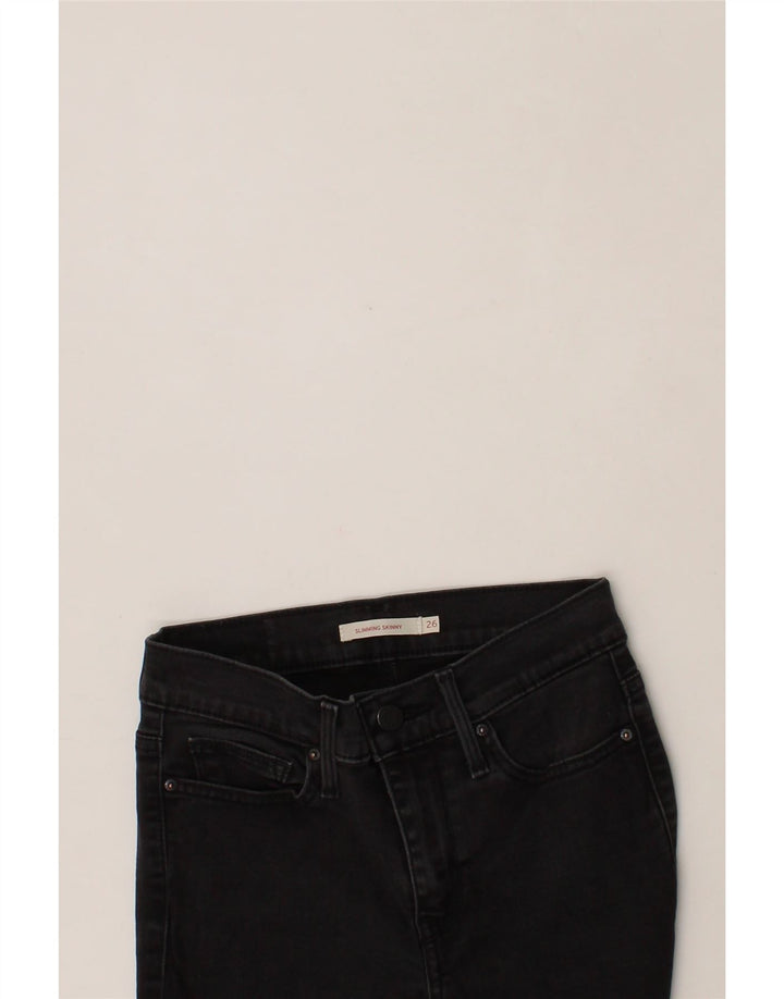 LEVI'S Womens Slimming Skinny Jeans W26 L29 Black Cotton Vintage Levi's and Second-Hand Levi's from Messina Hembry 