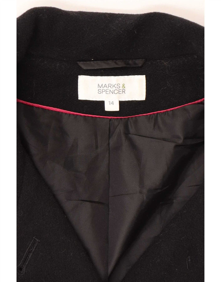 Marks & Spencer, 3/4-ærmet bombeflyjakke til kvinder, UK 14 Large Black New Wool