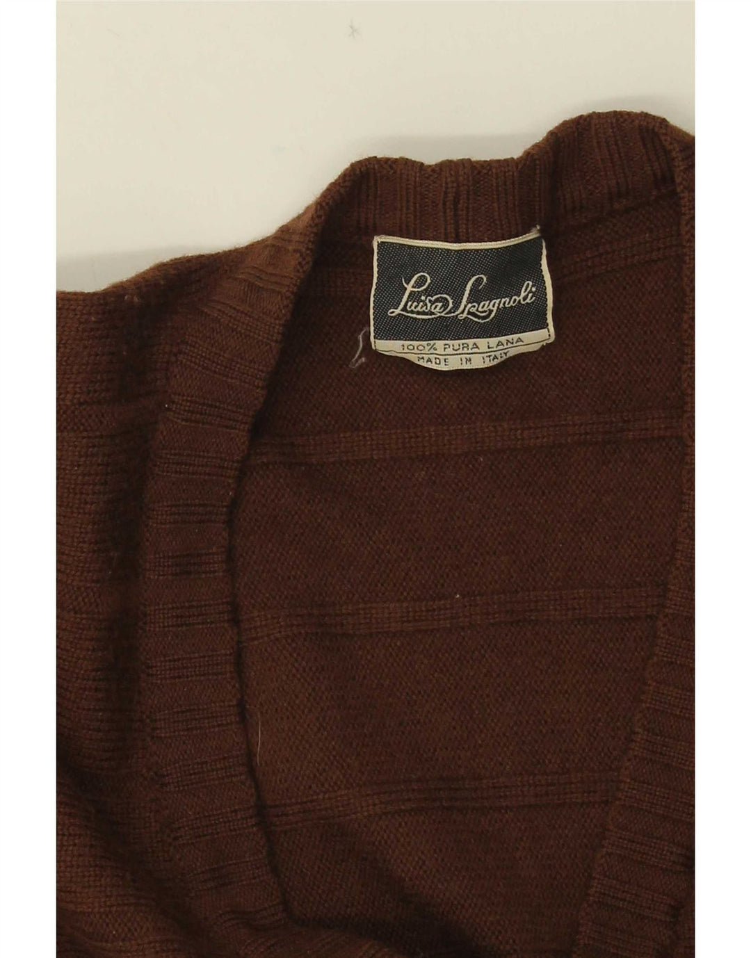 Luisa Spagnoli dame cardigan sweater UK 14 Mellem brun stribet uld