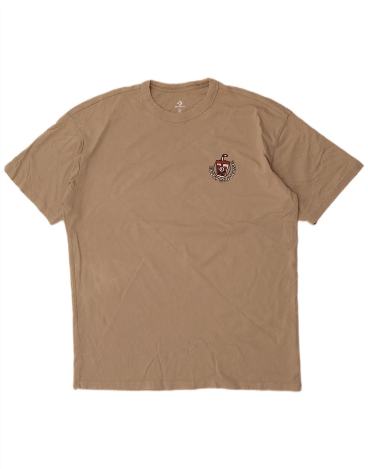 Converse grafisk t-shirt til mænd, stor beige bomuld