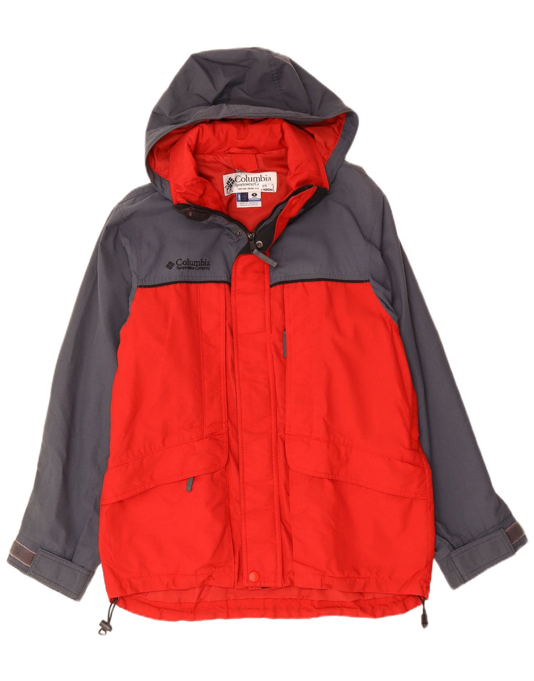 COLUMBIA Herre Interchange Windbreaker Jacket UK 36 Small Red Colourblock