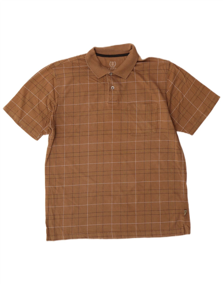 Izod herre poloshirt Medium brun geometrisk bomuld