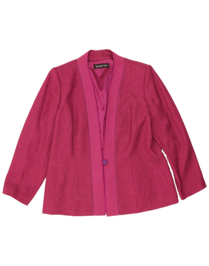 JACQUES VERT Womens 1 Button Blazer Jacket UK 18 XL Pink Polyester