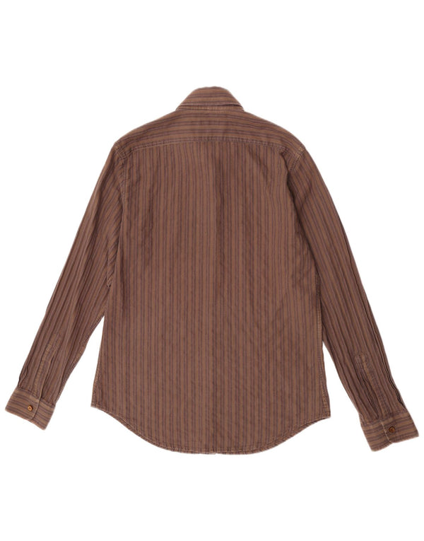 Armani Jeans Herreskjorte Medium Brun Stribet Bomuld