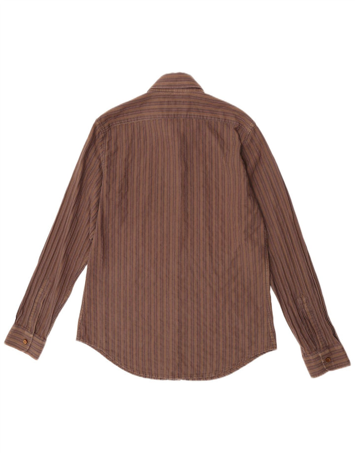 Armani Jeans Herreskjorte Medium Brun Stribet Bomuld