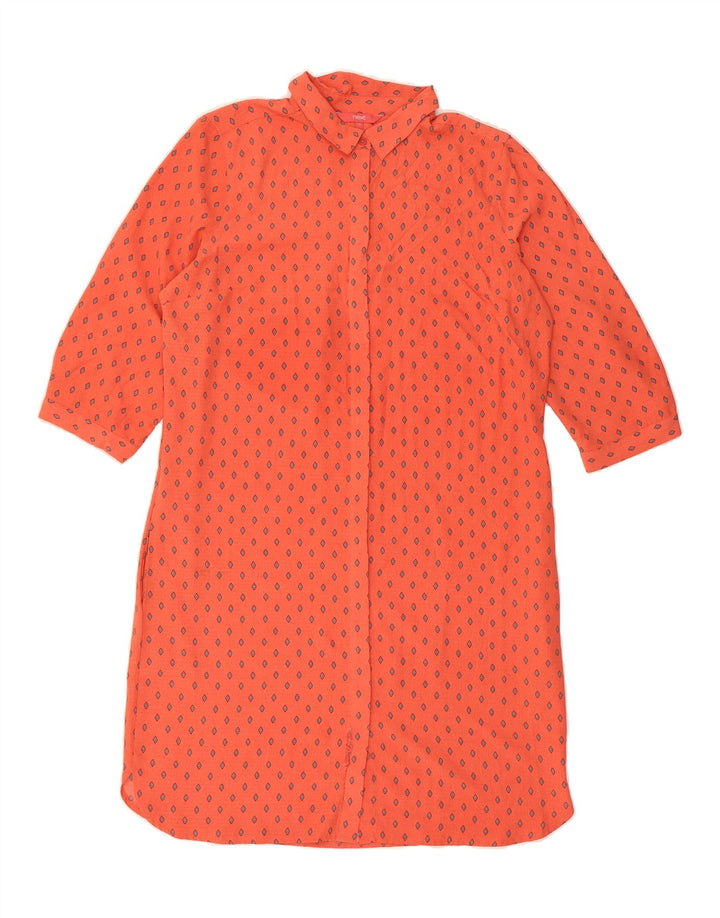 NEXT Womens 3/4 Sleeve Shirt Dress US 14 XL Orange Spotted Polyester Vintage Next and Second-Hand Next from Messina Hembry 