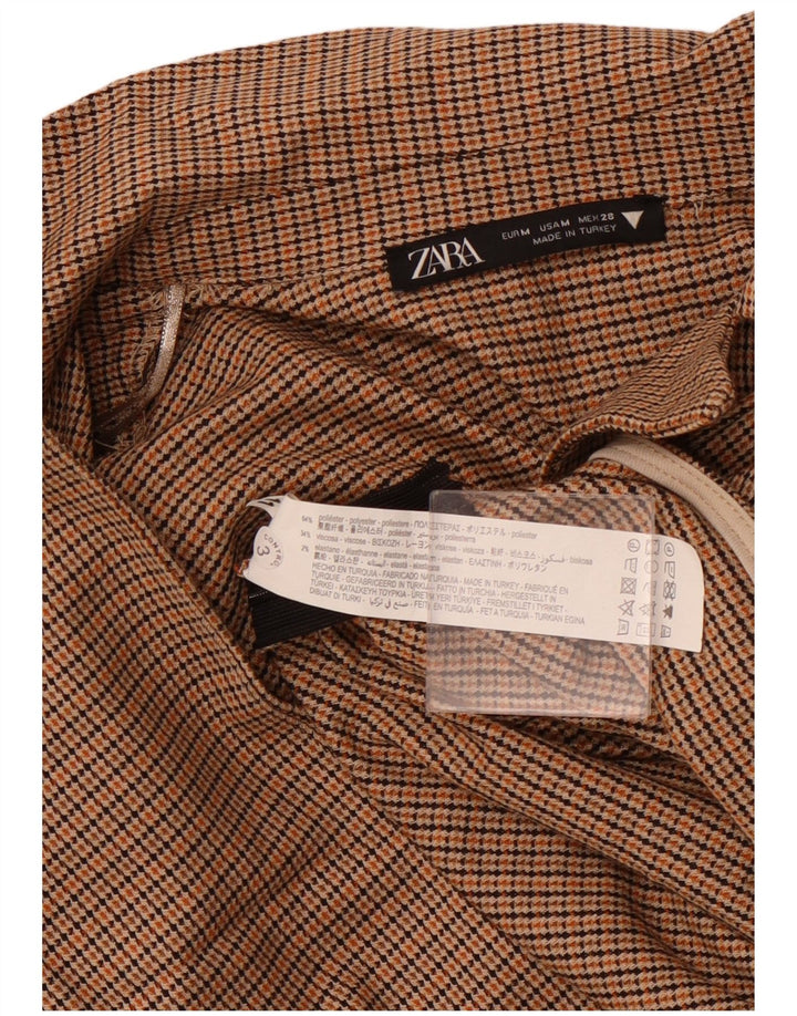 ZARA Langærmet Crop Top til kvinder DK 12 Medium Brown Houndstooth Polyester