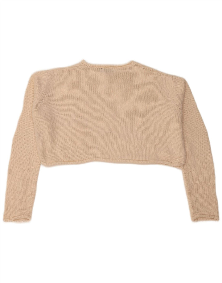 Zara Womens Crop Oversized Boat Neck Jumper Sweater UK 10 Small White