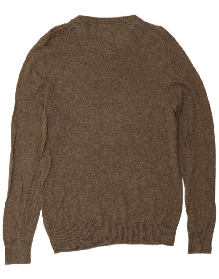 Fat Face Herre V-hals sweater Medium Khaki Bomuld