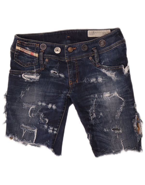 Diesel Dame Matic Skinny Slim Denim Shorts W28 Medium Navy Blue Bomuld