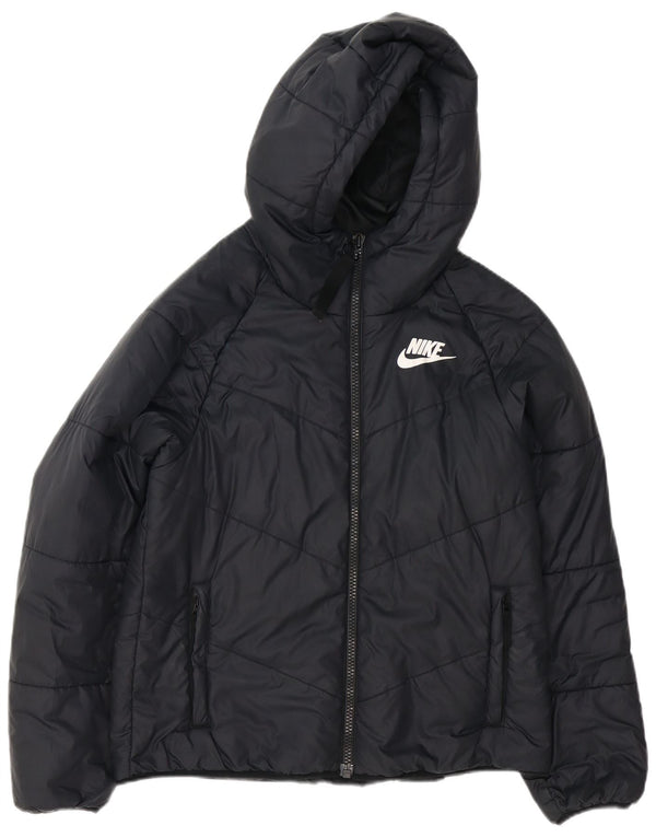 Nike Dame Hætte Oversized Polstret Jakke UK 10 Lille Sort Polyester