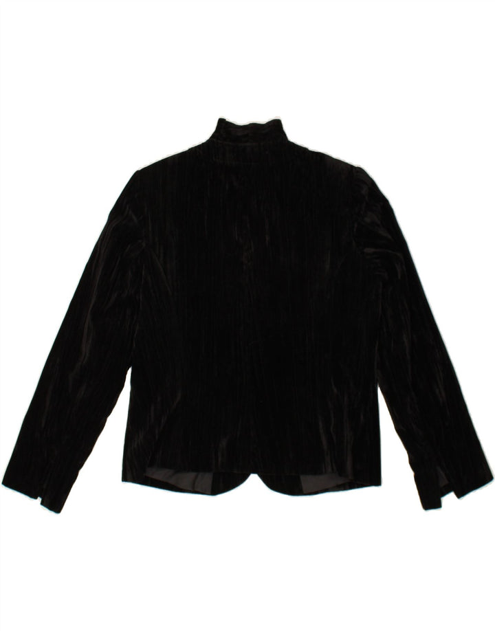 VINTAGE Womens 3 Button Blazer Jacket UK 12 Medium Black Polyester Vintage Vintage and Second-Hand Vintage from Messina Hembry 