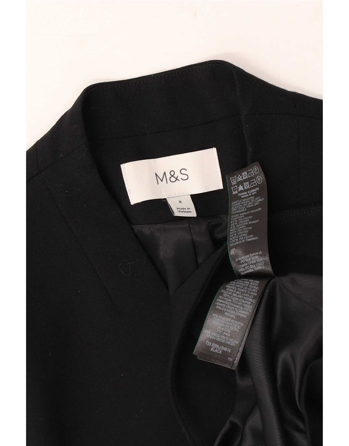 Marks & Spencer Womens Open Blazer Jacket UK 8 Small Black Polyester