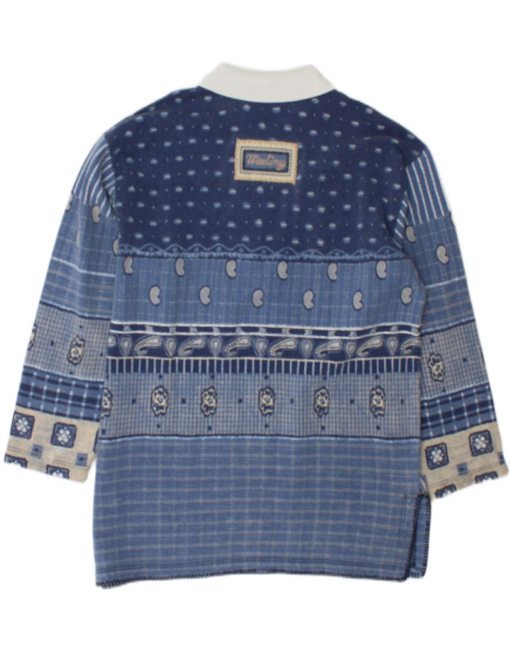Møde Herre Polo Neck Sweatshirt Jumper Medium Blue Patchwork