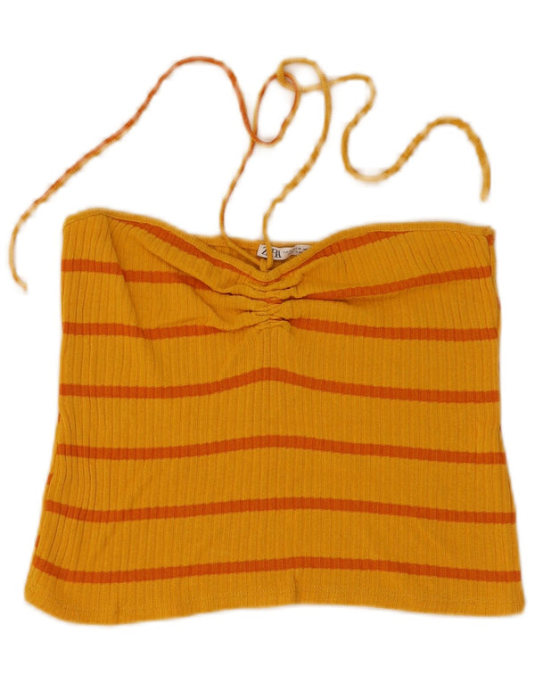 Zara Womens Crop Halter Top UK 12 Medium Gulstribet