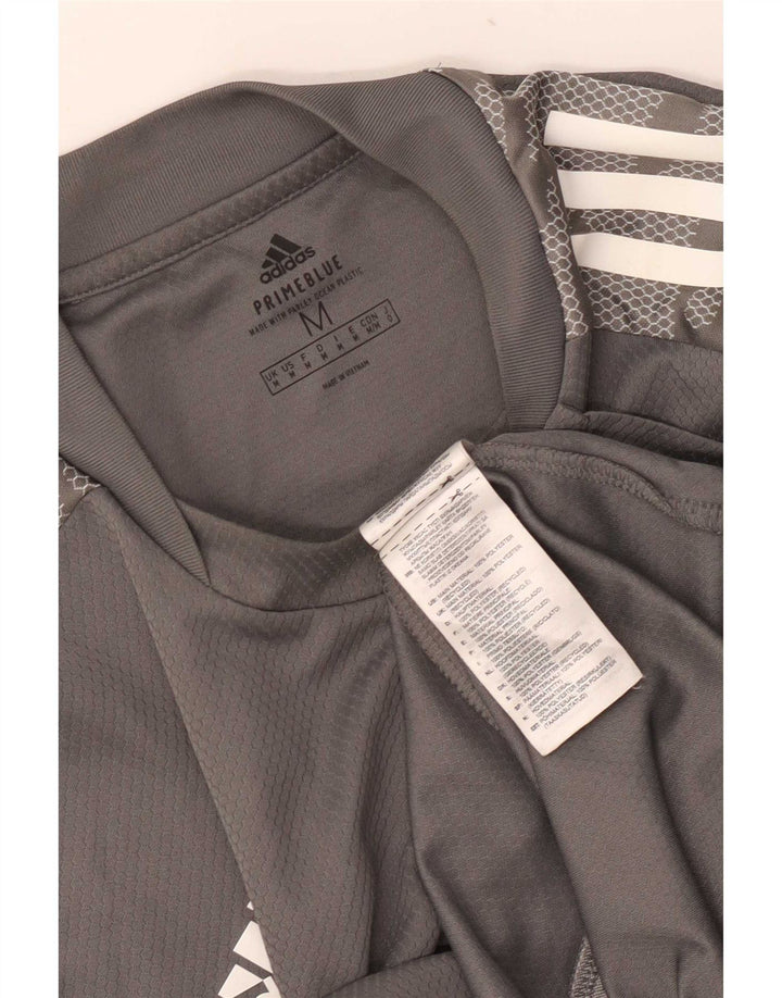 Adidas Herre Prime Blue T-Shirt Top Medium Grey Camouflage Polyester